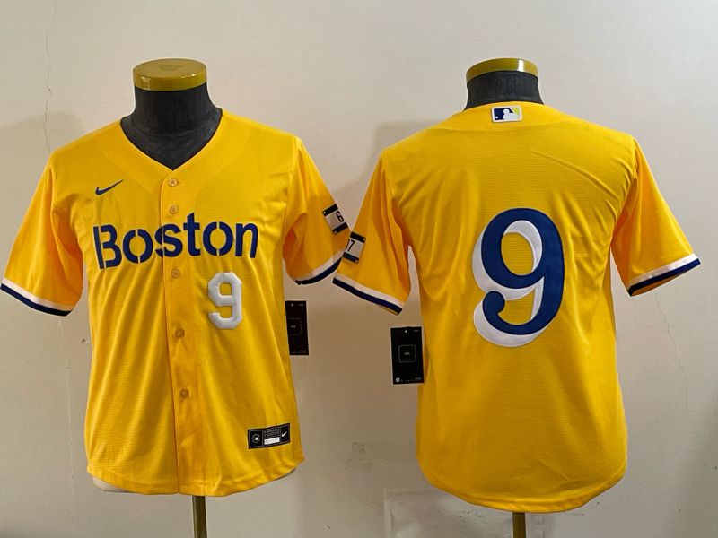 Youth 2025 Boston Red Sox #9 No Name Yellow Nike MLB Jersey 02